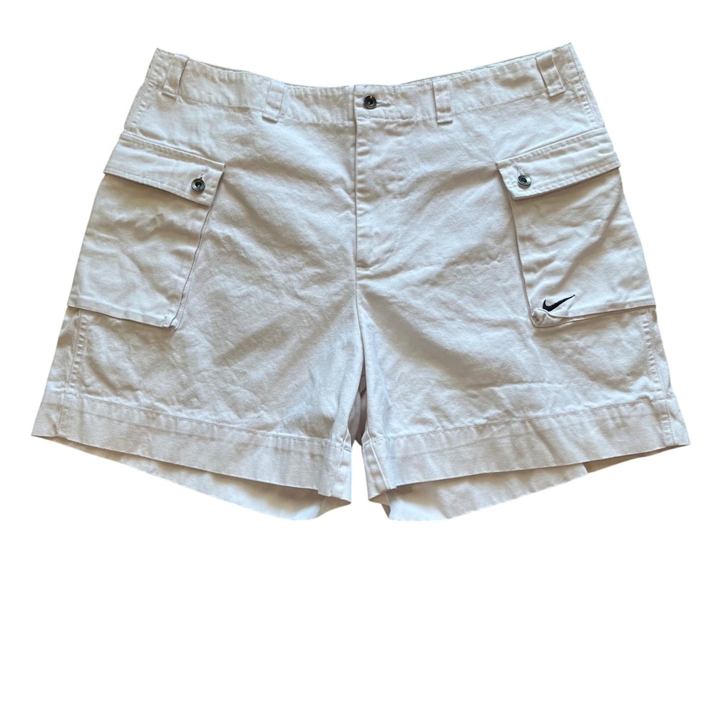 Nike Mens Cargo Shorts Size 38 Off White Canvas Utility Hiking Outdoor Swoosh